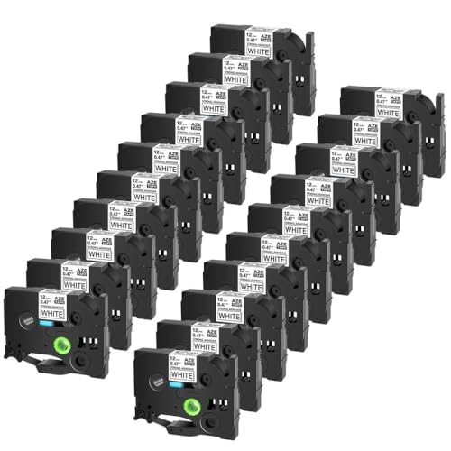 KVMRshn 3-20pcs Extra Tack Acrylkleber-Etikettenklebeband 12mm kompatibel mit TZE-S231 TZ-S231-Band Kompatibel mit Etikettendrucker(20PK Black on White) von KVMRshn