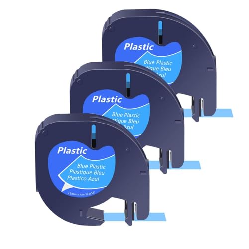 KVMRshn 3 5 10pcs letra Tag Bänder Ersatz 12mm Kunststoff -Etikettenband Kompatibel mit A16952 A16951 A12267 Label Maker FITS FITS QX50 -Modell kompatibel(3PK Blue-Plastic) von KVMRshn