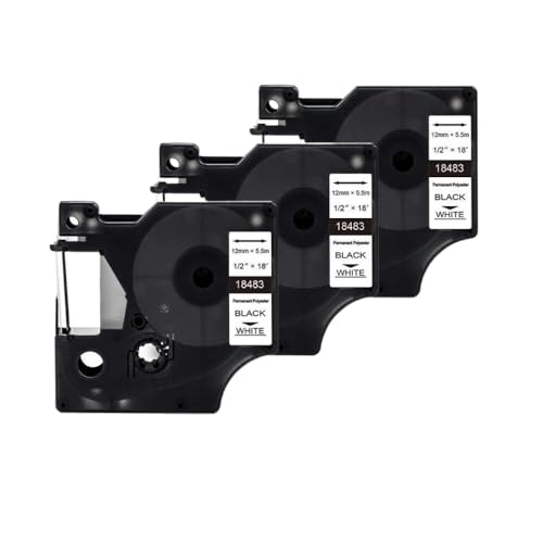 KVMRshn 3PCS 18483 Polyester Etikett -Schild 12 mm schwarz auf weiß kompatibel mit 4200 5200 5000 6000 Etikett Macher Kompatibel mit Kennzeichnung KVMRshn 3PCS 18483 Polyester Etikett -Schild 12 mm schwarz auf weiß kompatibel mit 4200 5200 5000 6000 Etikett Macher Kompatibel mit Kennzeichnung von KVMRshn
