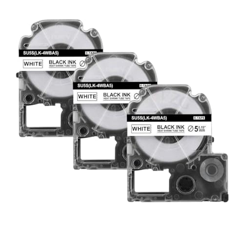 KVMRshn 3X SU11Y DRÜCKLICHE WETE SCHRICK-Röhrchen-Etikett Klebeband LK-6YBA11 Schwarz auf gelbe Klebeband kompatibel(3PK Black on White) von KVMRshn