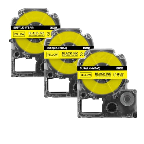 KVMRshn 3X SU11Y DRÜCKLICHE WETE SCHRICK-Röhrchen-Etikett Klebeband LK-6YBA11 Schwarz auf gelbe Klebeband kompatibel(3PK Black on Yellow) von KVMRshn