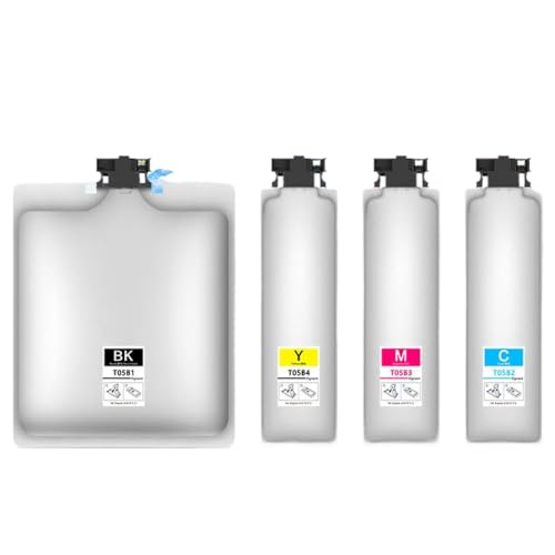 KVMRshn 4 Colors Set T05B1 T05B2 T05B3 T05B4 Pigment Inkbeutel kompatibel mit WF-C878R WF-C879R C878R C879R-Druckermodelle enthalten Chip T05B Tintenpaket BK C M Y. von KVMRshn