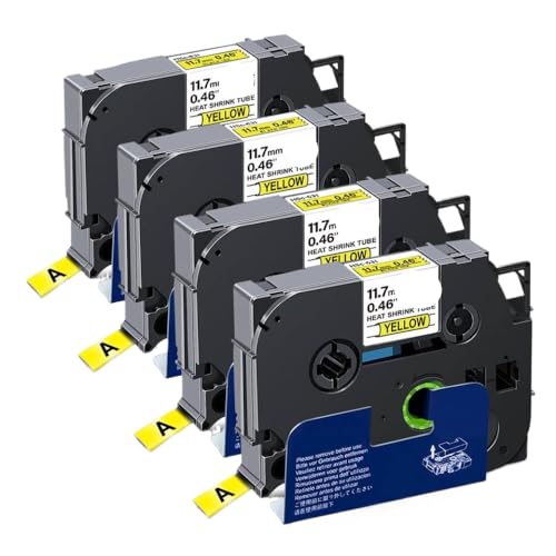 KVMRshn 4pcs Wärme Schrumpfrohr Rohr HSE631 HSE-631 11,7 mm x 1,5 m Beschriftungsbandkassette Patronenkassette kompatibel mit Etikettendrucker KVMRshn 4pcs Wärme Schrumpfrohr Rohr HSE631 HSE-631 11,7 mm x 1,5 m Beschriftungsbandkassette Patronenkassette kompatibel mit Etikettendrucker von KVMRshn