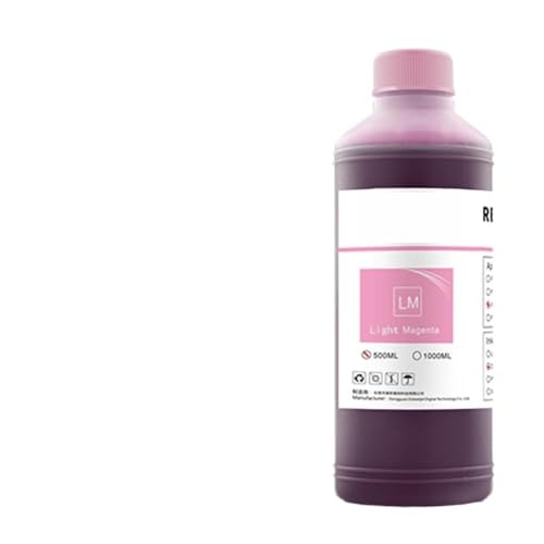 KVMRshn 500 ml Flasche Bulk Refill Dye Tinte Tinte Wasserbasis Tintenstrahldrucker -Tinte kompatibel mit Mehreren Tintenpatronen -Ciss -Systemen(Light Magenta) von KVMRshn