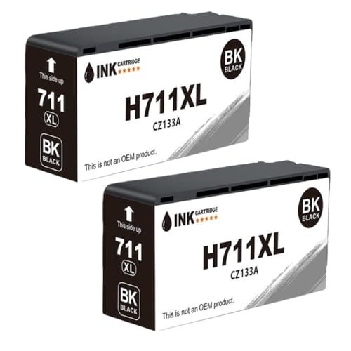 KVMRshn 711xl 711 Tintenpatronenersatz kompatibel mit DesignJet T100 T120 T125 T130 T520 T525 T530 Drucker Arbeit(2PCS Black) von KVMRshn