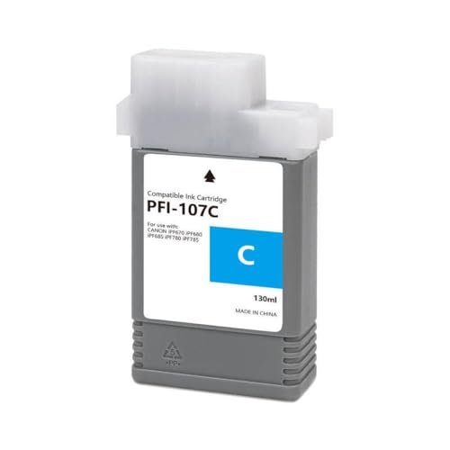 KVMRshn Kompatible PFI107 PFI-107 Ink-Patrone arbeitet mit IPF670 IPF680 IPF685 IPF770 IPF780 IPF785 Drucker mit Tinte und Chips vorgefüllt(Cyan) von KVMRshn