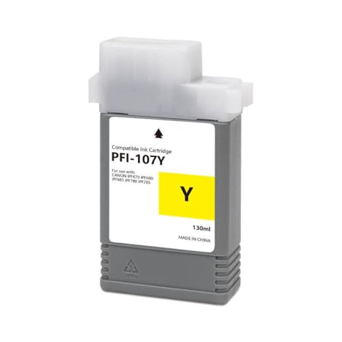 KVMRshn Kompatible PFI107 PFI-107 Ink-Patrone arbeitet mit IPF670 IPF680 IPF685 IPF770 IPF780 IPF785 Drucker mit Tinte und Chips vorgefüllt(Yellow) von KVMRshn