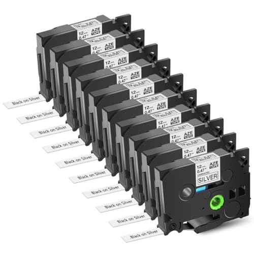 KVMRshn Schwarz auf silberlaminiertem Etikett Tape 10 Teile kompatibel mit TZ TE KVMRshn Schwarz auf silberlaminiertem Etikett Tape 10 Teile kompatibel mit TZ TE von KVMRshn