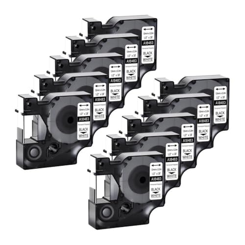 KVMRshn Schwarz auf weißem Permanent Polyester Industrial Label Tape 10Pk kompatibel mit 18483 12 mm Kompatibel mit 1000 3000 4200 5000 Serie Etiketten -Maschinen KVMRshn Schwarz auf weißem Permanent Polyester Industrial Label Tape 10Pk kompatibel mit 18483 12 mm Kompatibel mit 1000 3000 4200 5000 Serie Etiketten -Maschinen von KVMRshn