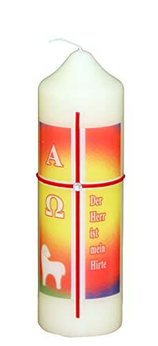 Osterkerze mit Wachsauflage rotes Motiv von MaMeMi