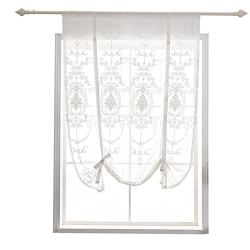 KVOLTT Scheibengardine Balkontür, Landhaus Bistrogardine Modern Halbtransparente, Für Wohnzimmer Schlafzimmer, Weiss (120x120cm(BxH)) von KVOLTT