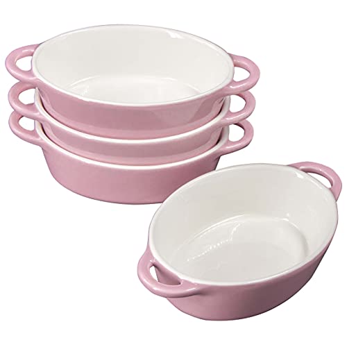 KVOTA mini ovale Auflaufformen Ofen- Backform Keramik Set 4 St 11 x 5 x 18 cm (innen ca. 10,5x4x13,5cm) 300ml (Rosa) von Kvota