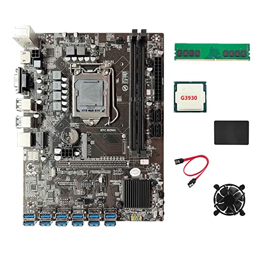 B250C BTC Motherboard + G3930 CPU + DDR4 4GB 2666Mhz RAM M+128G SSD + Lüfter + -Kabel 12XPCIE zu USB 3.0 Grafikkartensteckplatz B250C BTC Motherboard + G3930 CPU + DDR4 4GB 2666Mhz RAM M+128G SSD + Lüfter + -Kabel 12XPCIE zu USB 3.0 Grafikkartensteckplatz von KVSERT