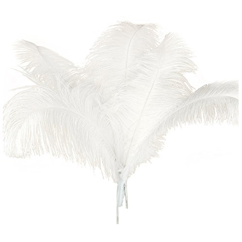 KVSERT 10 Stück natürliche Straußenfedern Hochzeit Dekoration Weiß 45-50 cm von KVSERT