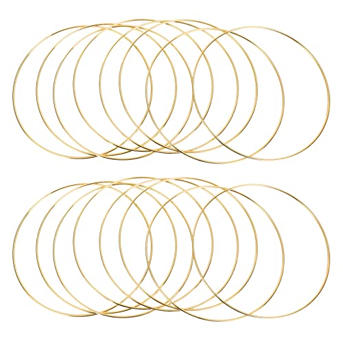 KVSERT 16 Stück 20,3 cm Traumfängerringe Metallreifen Makramee-Ring für Basteln und -Zubehör, Gold von KVSERT