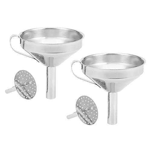 KVSERT 2 x Edelstahl-Trichter mit abnehmbarem Filter, um Zutaten und Marmeladen zu den Behältern 10 cm hinzuzufügen von KVSERT