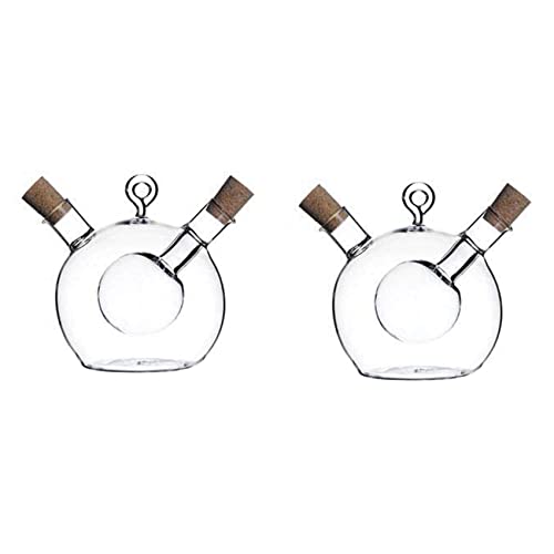 KVSERT 2 x Olivenöl- und Essigspender, 5,1 cm, Glasflasche, Öl- und Essigflasche mit Korkverschluss von KVSERT