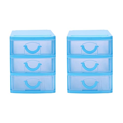 KVSERT 2 x transparente Mini-Schubladen-Typ Kunststoff-Box (blau, 3 Schichten) von KVSERT
