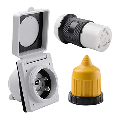 KVSERT 3Pcs 125V Rv Twist Lock Plug Inlet 30Amp Female Locking Connector with Cover RV Socket Waterproof Cover Set von KVSERT