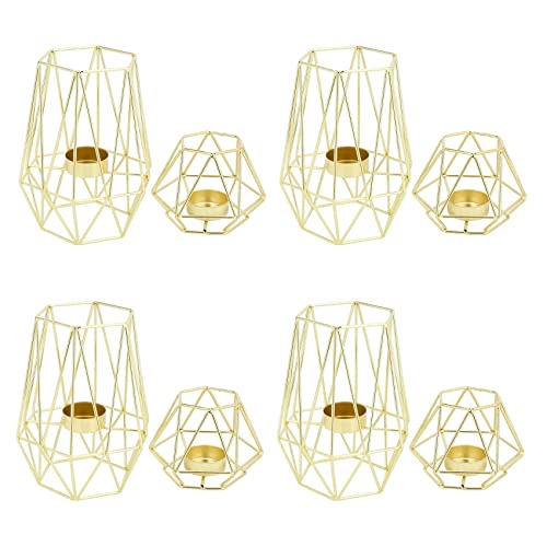 KVSERT 8 x goldene geometrische Teelichthalter Metall für Wohnzimmer und Badezimmer von KVSERT