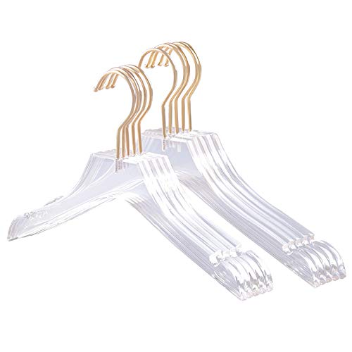 KVSERT Kleiderbügel Acryl, transparent, für Hemden, Kleiderbügel mit Kerben, für Damen und Kinder, 5 Stück von KVSERT