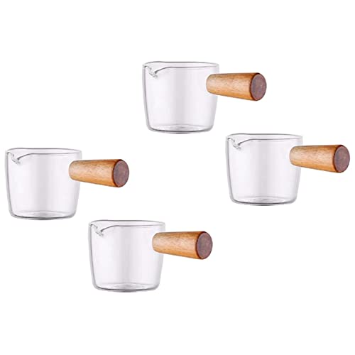 KVSERT Milchkännchen transparentem Glas mit Holzgriff, Mini-Kaffee-/Milchkännchen, 50 ml von KVSERT