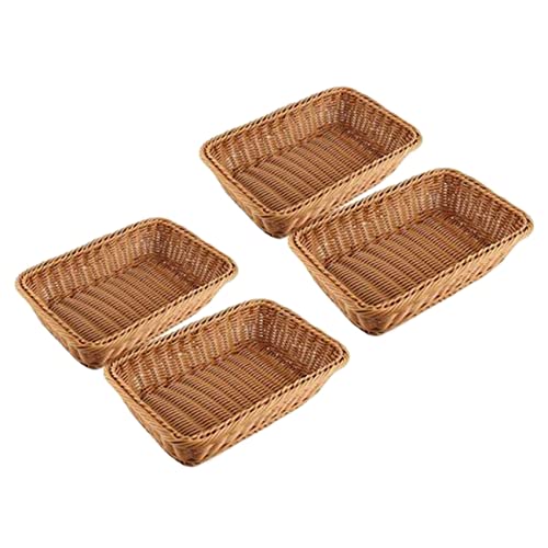 KVSERT Rechteckiger Korb für Tisch oder Theke für Brot, und Gemüse, Weidenkörbe für Märkte, Bäckereien, 4 Stück KVSERT Rechteckiger Korb für Tisch oder Theke für Brot, und Gemüse, Weidenkörbe für Märkte, Bäckereien, 4 Stück von KVSERT