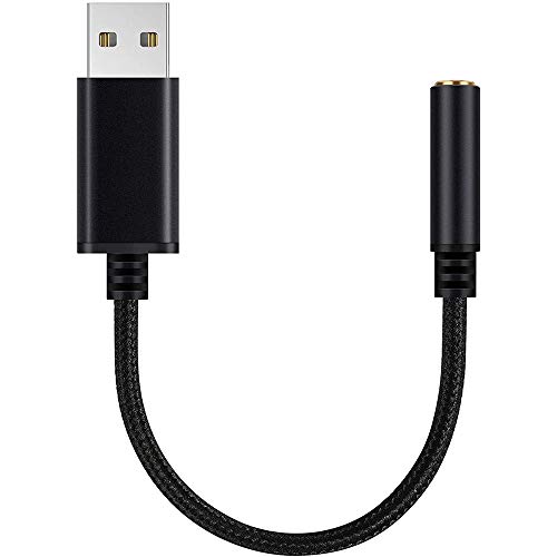 KVSERT USB 3,5 mm Kopfhörerbuchse, Audio-Adapter, externe Stereo-Soundkarte für PC, Laptop, für etc. (0,6 m, schwarz) von KVSERT
