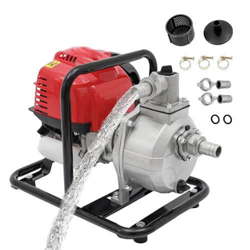 Benzinmotor-Wasserpumpe mit Filter, 31-cm³-4-Takt-Abwasserpumpe mit Benzinmotor, Hochdruck-Wassertransfergerät für Bewässerungspool, Landschaftsbau, Gartenbewässerung Benzinmotor-Wasserpumpe mit Filter, 31-cm³-4-Takt-Abwasserpumpe mit Benzinmotor, Hochdruck-Wassertransfergerät für Bewässerungspool, Landschaftsbau, Gartenbewässerung von KVTUYC