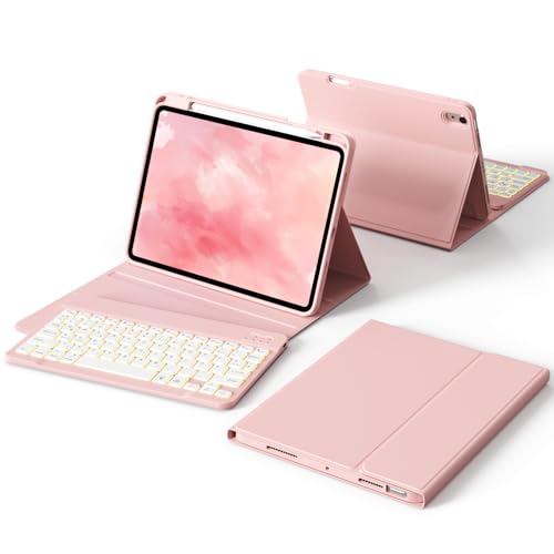 KVTVOU Tastatur Hülle für iPad 11./10. Generation 2025/2022 X12 beiguang DD (Rosa) von KVTVOU