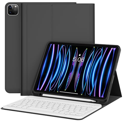 KVTVOU Tastatur Hülle für iPad Pro 11 Zoll 4. / 3. / 2. Generation 2022/2021/2020 mit stifthalter, Abnehmbarer Bluetooth Kabellose Tastatur mit QWERTZ Layout für iPad Pro 11 Zoll, Schwarz von KVTVOU