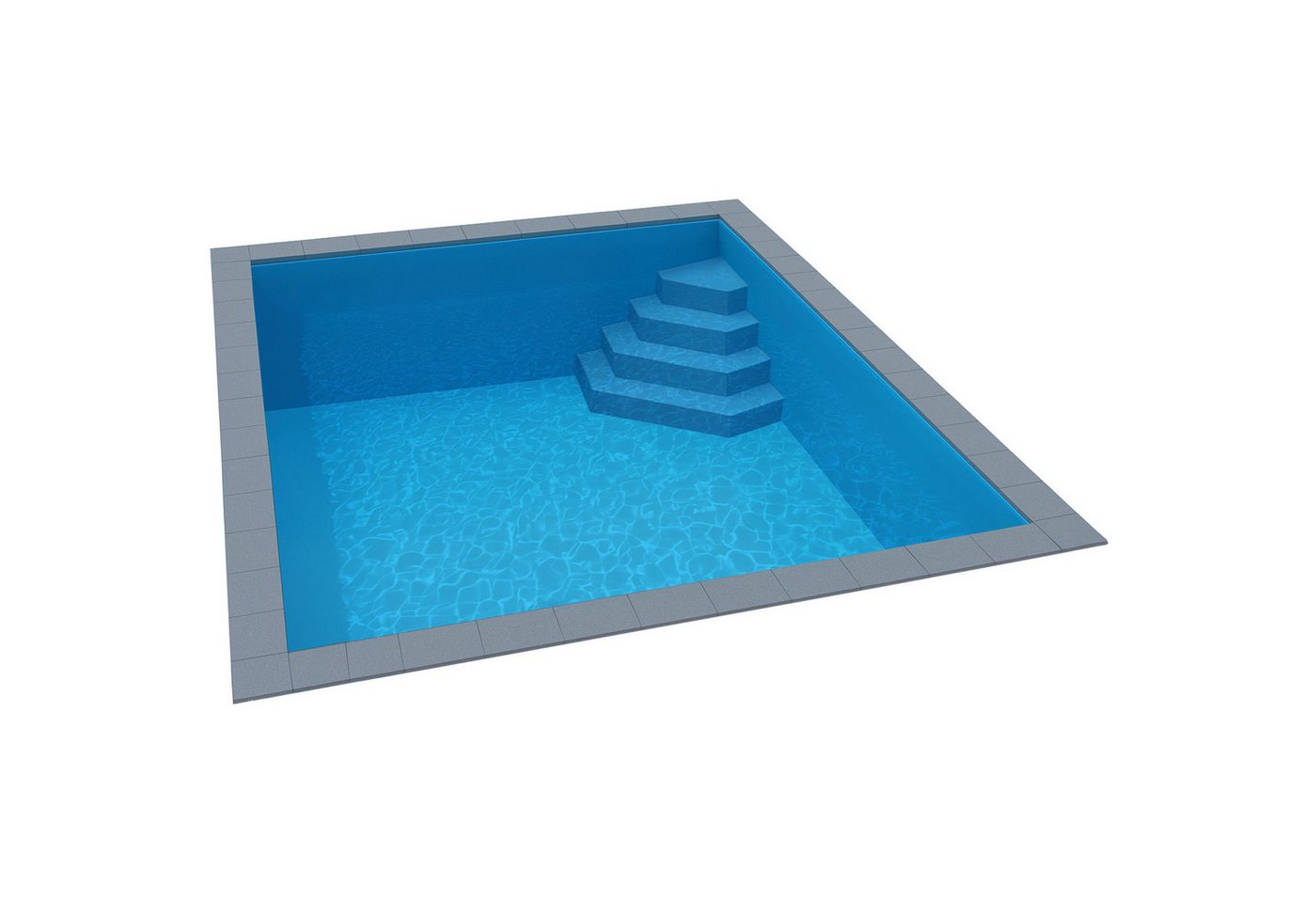 KWAD Rechteckpool KWAD Styropor Pool Easy mit Ecktreppe rechts 7 x 3 (Komplett-Set), Langlebige Styroporsteine von KWAD