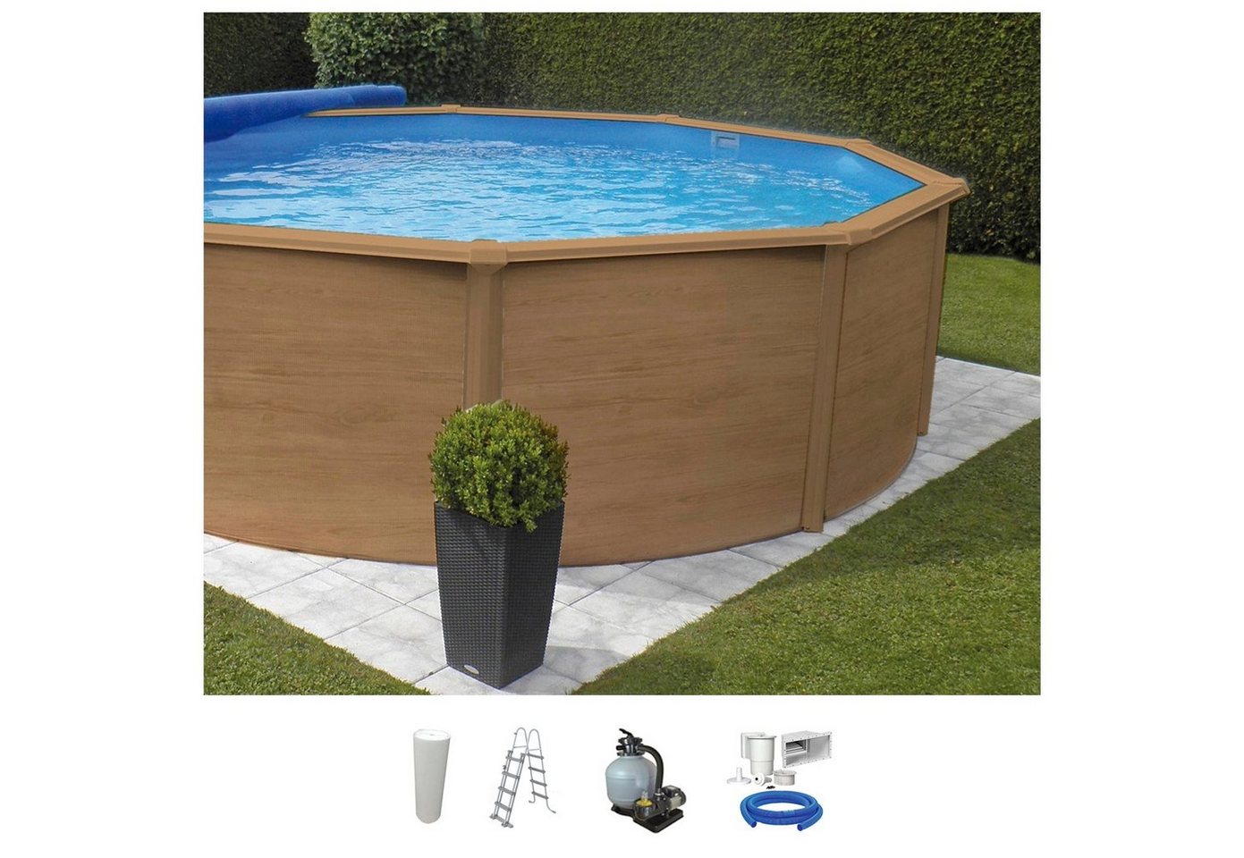 KWAD Rundpool Wood (Set, 5-tlg), 5-tlg., ØxH: 360x132 cm von KWAD