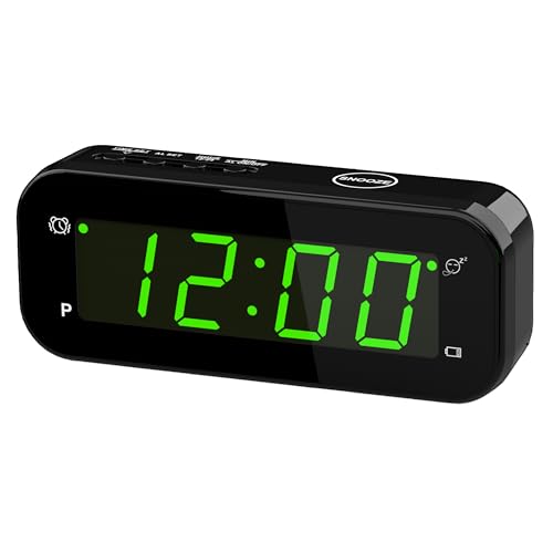 KWANWA Digitaler Wecker, LED Uhr Batteriebetrieben Tischuhr mit 3 Einstellbarer Helligkeit/Snooze/Ohne Ticken/12/24Hr 1,2'' Rote Digital Display Gut Lesbares Tragbarer Reisewecker Schwarzer Wanduhr von KWANWA