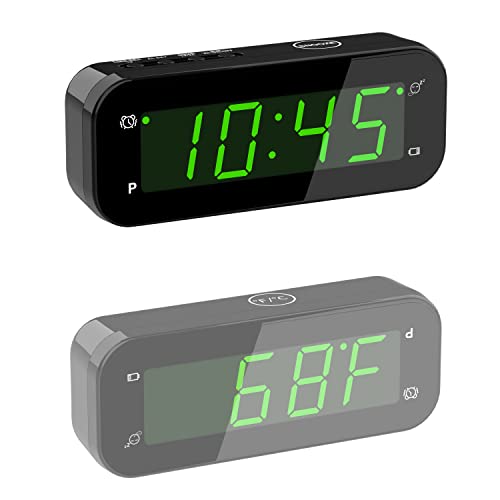 KWANWA Digitaler Wecker, LED Uhr Batteriebetrieben Tischuhr mit 3 Einstellbarer Helligkeit/Snooze/Ohne Ticken/12/24Hr 1,2'' Rote Digital Display Gut Lesbares Tragbarer Reisewecker Schwarzer Wanduhr von KWANWA