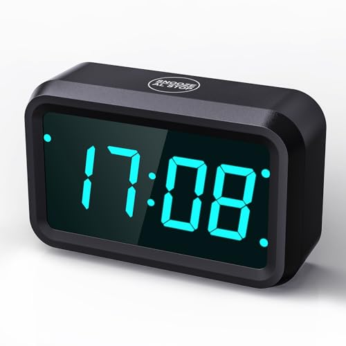 KWANWA Wecker Digital Ohne Ticken,Digitaler Wecker Batteriebetrieben Alarm Clock,LCD or LED Display,Snooze Dauer,Einstellbare Helligkeitfür Tiefschläfer Kinder Erwachsene(Schwarz - Blaue LED) von KWANWA