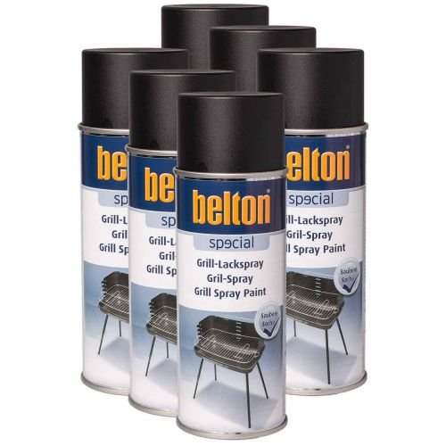 6 x Belton Grill Lackspray schwarz 0,4l von Kwasny