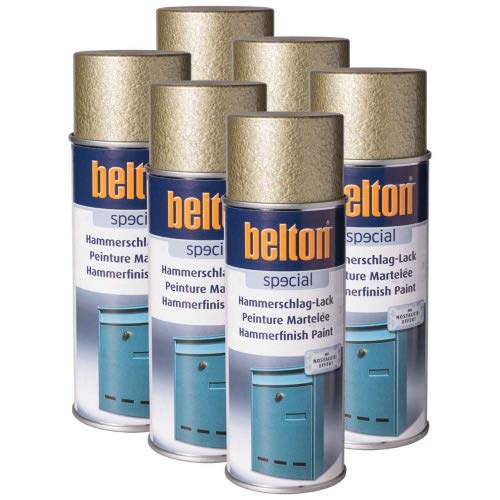 6 x Belton Hammerschlag-Lack Gold 0,4l (Lackspray) von KWASNY | Belton Lackspray