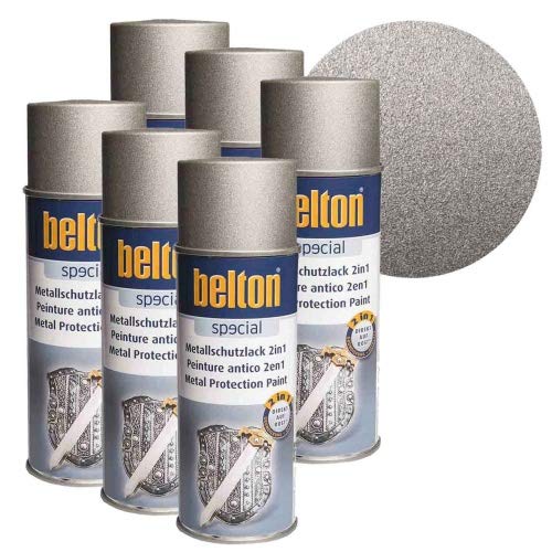 6 x Belton Metallschutzlack 2in1 Eisenglimmer Silber 0,4l von KWASNY | Belton Lackspray