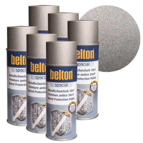 6 x Belton Metallschutzlack 2in1 Eisenglimmer Silber 0,4l von belton