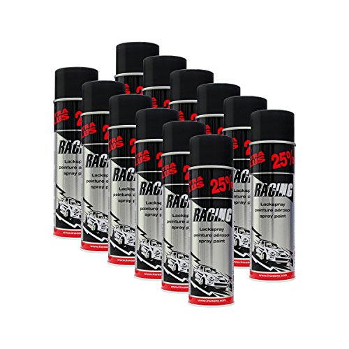 12x KWASNY 288 921 Auto-K Racing Lackspray Schwarz Matt 500ml von KWASNY SET