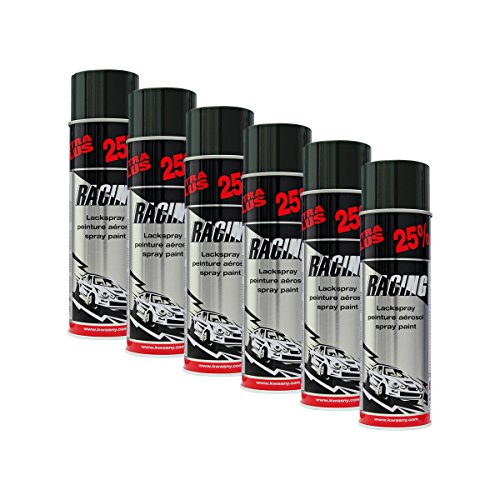 6X KWASNY 288 905 Auto-K Racing Lackspray schwarz Glanz 500ml von KWASNY SET