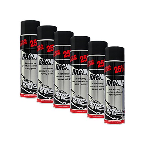 6X KWASNY 288 921 Auto-K Racing Lackspray Schwarz Matt 500ml von KWASNY SET