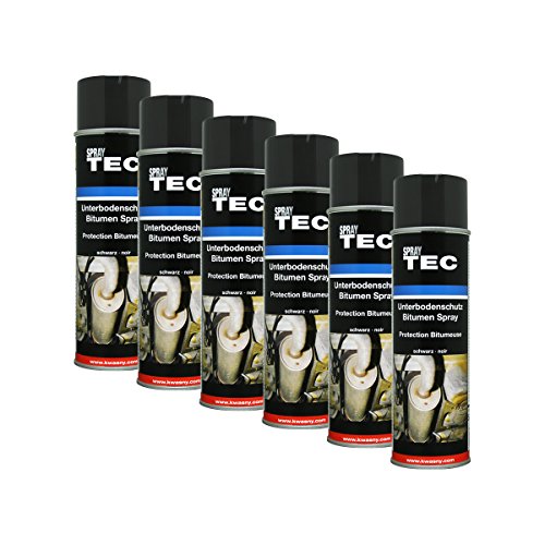 6X Kwasny SprayTec Unterbodenschutz Spray Bitumen Schwarz AutoK 500ml 235500 von KWASNY SET