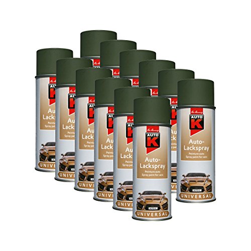 12x KWASNY 233 023 AUTO-K UNIVERSAL Auto-Lackspray RAL 6031 Natooliv Matt 400ml von KWASNY_bundle