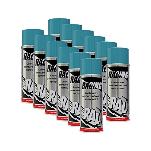 12x KWASNY 288 137 AUTO-K RACING Lackspray RAL 5018 türkisblau 400ml von KWASNY_bundle