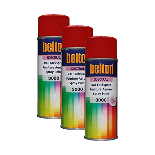 3x KWASNY 324 040 BELTON SPECTRAL Lackspray RAL 3000 feuerrot hochglanz 400ml von KWASNY_bundle