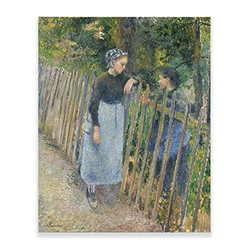 Camille Pissarro Wandkunst – Das Gespräch von Camille Pissarro Poster – ungerahmtes berühmtes Gemälde, Kunstposter – Impressionistische Landschaften, Büro (Gespräch, 30x38 cm) ) von KWAY