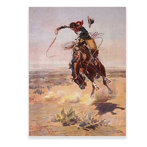 KWAY Charles Marion Russell Kunstdrucke – Western Cowboy Wandkunst Leinwand – Old West Poster American Texas Gemälde Vintage Wandbilder für Wohnzimmer Home Decor ungerahmt 30 x 40 cm von KWAY