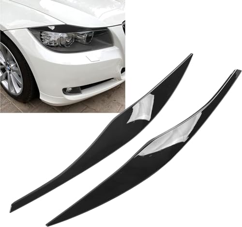 Scheinwerfer-Augenbrauen für BMW 3er E90 E91 Limousine Touring 2005–2012, 2 Stück ABS Auto Scheinwerfer Augenbrauen Augenlid Körper Kit, Auto-Außenverkleidung,- Black von KWAYA